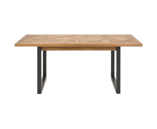 Pusdienu galds INDUS 190 / 240x100xH76,5cm, mozaīkas ozola finiera galda virsma, pelēkas metāla kājas Ēdamistabas galdi