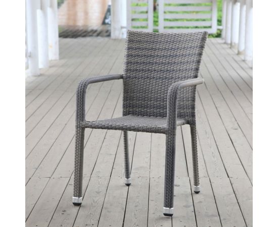 Krēsls LARACHE 57x61xH83cm, rāmis: alumīnijs ar plastikāta pinumu, krāsa: pelēks