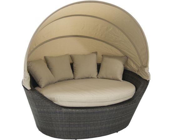 Dīvāns MINI MUSE ar jumtu un spilveniem 160x130x70cm, alumīnija rāmis ar plastikāta pinumu, krāsa