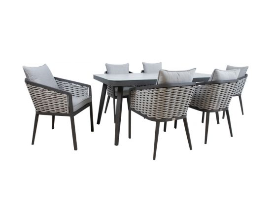 Garden furniture set MARIE table and 6 chairs (13685), grey