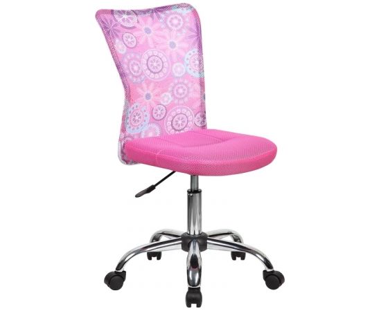 Mācību krēsls BLOSSOM 40x53xH90-102cm, sēdvieta un atzveltne: audums/tīklveida audums. Krāsa: rozā, ar puķainu rakstu