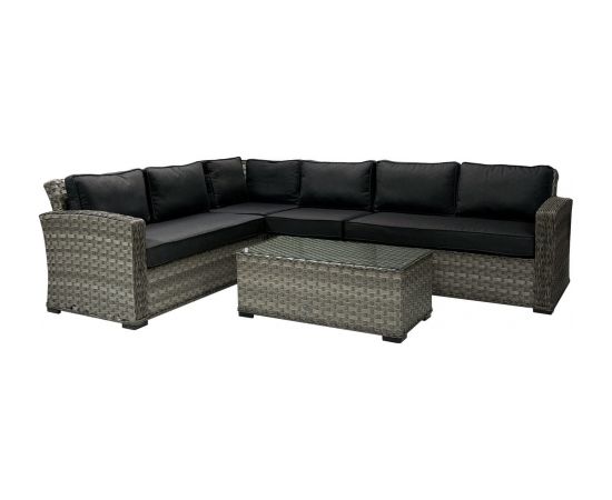 Садовая мебель GENEVA с подушками, угловой диван и стол 105x51xH39см, цвет:тёмно-серый