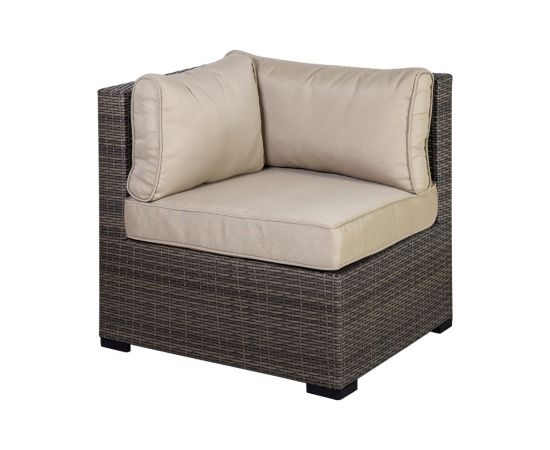 Модульный диван SEVILLA с подушками, угол, 76,5x76,5xH74,5см, рама: алюминий с плетением из пластика, тёмно-коричневый