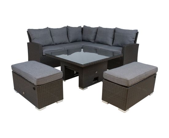 Garden furniture set MADRID corner sofa, table and 2 ottomans