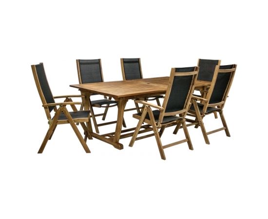 Dārza mēbeļu komplekts FUTURE, galds un 6 krēsli (2782), pagarināms, koks: akācija, apdare: piesūcināts ar eļļu
