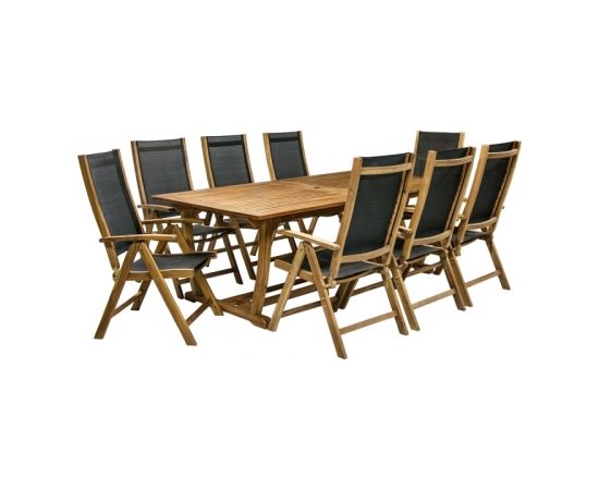 Dārza mēbeļu komplekts FUTURE, galds un 8 krēsli (2782), pagarināms, koks: akācija, apdare: piesūcināts ar eļļu