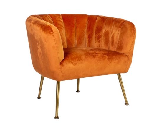 Atpūtas krēsls TUCKER 78x71x69cm, materials: samts, krāsa: okers, kājas: nerūsējošs tērauds zelta krāsa
