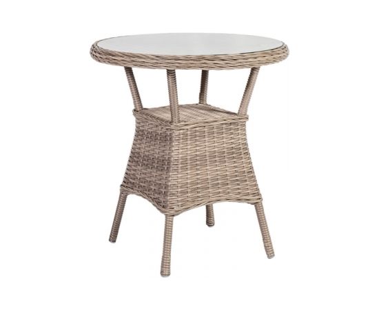 Садовая мебель TOSCANA стол и 2 стула (10522) D65xH73см, алюминиевая рама с пластиковым плетением, цвет: серо-бежевый
