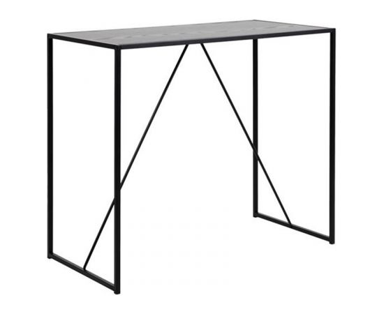 Барный стол SEAFORD 120x60xH105см, столешница: меламин, цвет: серый, рама: чёрный металл