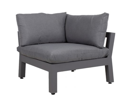 Модульный диван FLUFFY угловой 93x93xH66см, темно-серый алюминиевый каркас, подушки: темно-серый
