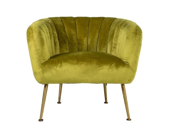 Кресло TUCKER 78x71xH69см, материал покрытия: бархат, цвет: светло-зелёный, ножки: нержавеющая сталь золотого цвета
