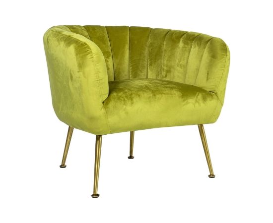 Atpūtas krēsls TUCKER 78x71x69cm, materiāls: samts, krāsa: gaiši zaļš, kājas: nerūsējošs tērauds zelta krāsa