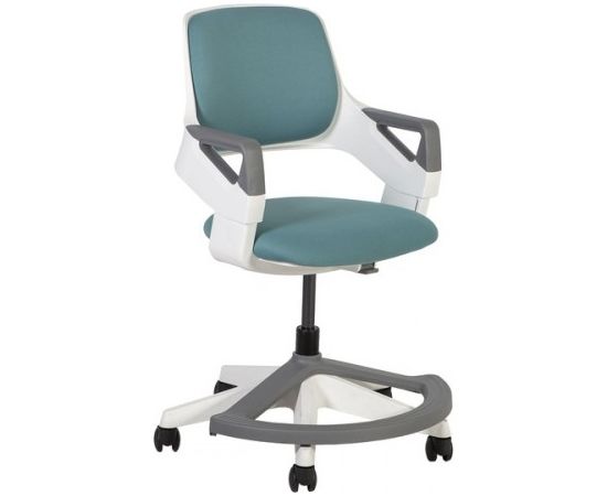Детский рабочий стул ROOKEE 64x64xH76-93см, сиденье и спинка с обивкой, цвет: голубовато-зелёный, белый корпус