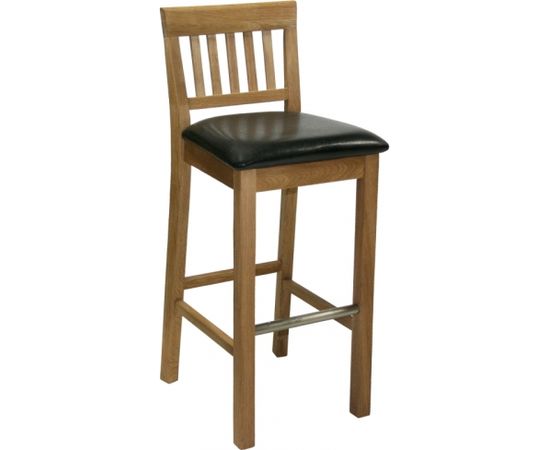 Барный стул LAURA 40x40xH72/99cм, сиденьие: кожзаменитель, цвет: тёмно-коричневый, дерево: дуб, обработка: промасленный