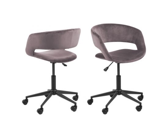 Darba krēsls GRACE 65x64xH87cm, sēdvieta un atzveltne: samts, krāsa: veclaicīgi rozā, kāja: melna, ritentiņi: mīksti