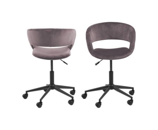 Рабочий стул GRACE 65x64xH87см, сиденье и спинка: бархат, цвет: пыльно-розовый, ножка: черная, колесики: мягкие