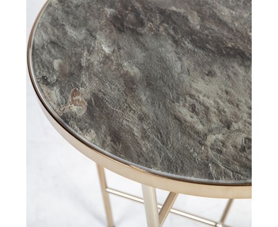 Kafijas galdiņš ASTORIA D60xH45cm, virsma: marmora stikls, tērauda kājas un rāmis, krāsa: šampanieša
