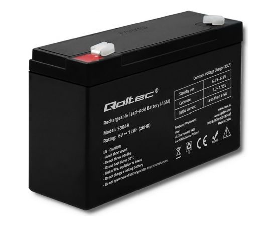 QOLTEC AGM battery 6V 12Ah