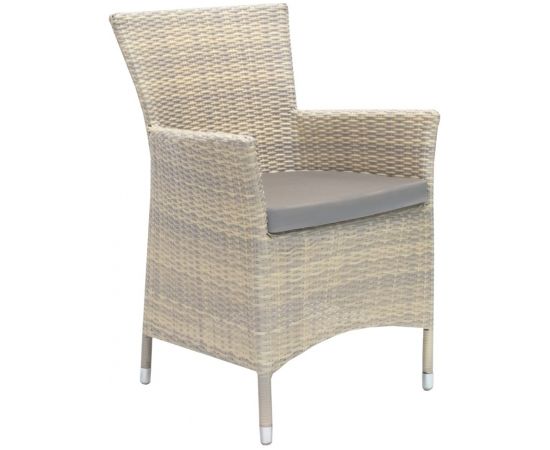 Стул WICKER-1 с подушкой, 61x58xH86cм, стальная рама с плетением из пластика, цвет: бежевый