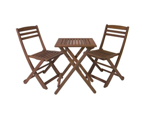 Balkona komplekts ROUEN galds un 2 krēsli (06238), saliekams, koks: meranti, apdare: piesūcināts ar eļļu