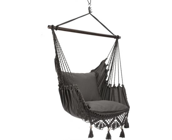 Šūpuļkrēsls TASSEL GREY 130x127cm, audums: 100% kokvilna Dārza šūpuļkrēsli