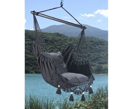 Šūpuļkrēsls TASSEL GREY 130x127cm, audums: 100% kokvilna Dārza šūpuļkrēsli