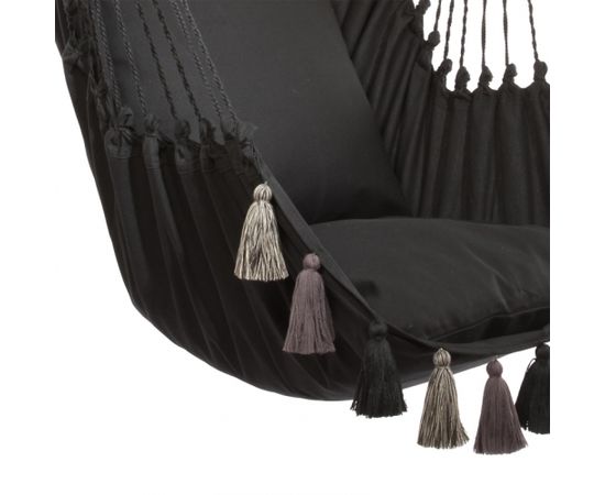 Šūpuļkrēsls TASSEL BLACK 130x127cm, audums: 100% kokvilna