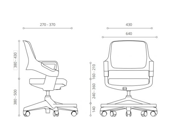 Bērnu mācību krēsls ROOKEE 64x64xH76-93cm, pelēks, balts plastmasas rāmis