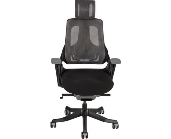 Darba krēsls WAU ar galvas balstu 65x49xH112-129cm, sēdeklis: audums, krāsa: melns, korpuss: melns