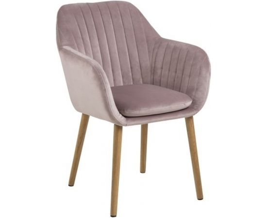 Krēsls / atzveltnes krēsls EMILIA 57x59xH83cm, materiāls: audums, krāsa: vecs rozā, kājas: ozols, apdare: eļļots