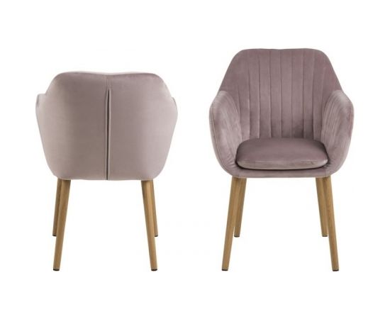 Krēsls / atzveltnes krēsls EMILIA 57x59xH83cm, materiāls: audums, krāsa: vecs rozā, kājas: ozols, apdare: eļļots