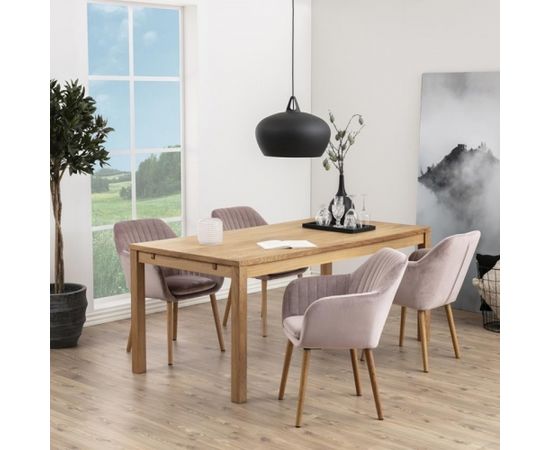 Krēsls / atzveltnes krēsls EMILIA 57x59xH83cm, materiāls: audums, krāsa: vecs rozā, kājas: ozols, apdare: eļļots