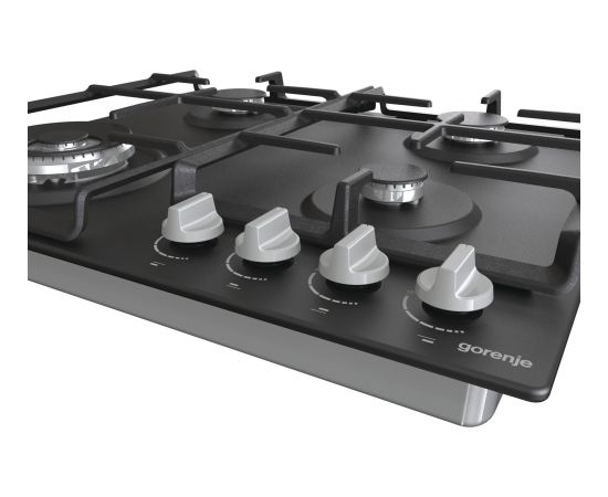 Gorenje Hob GW641EXB Gas, Number of burners/cooking zones 4, Mechanical, Black