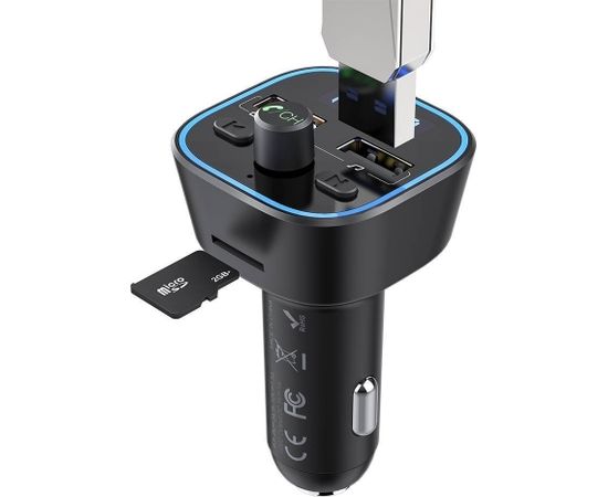 BlitzWolf BW-BC1 Bluetooth 5.0 FM-передатчик + Зарядка USB Quick Charge 3.0 / Micro SD / Черный