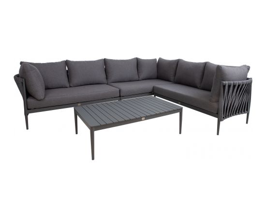 Garden furniture set BREMEN table and corner sofa, grey