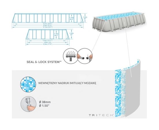 Baseins Bestway „Power Steel", 956x488x132 Baseini