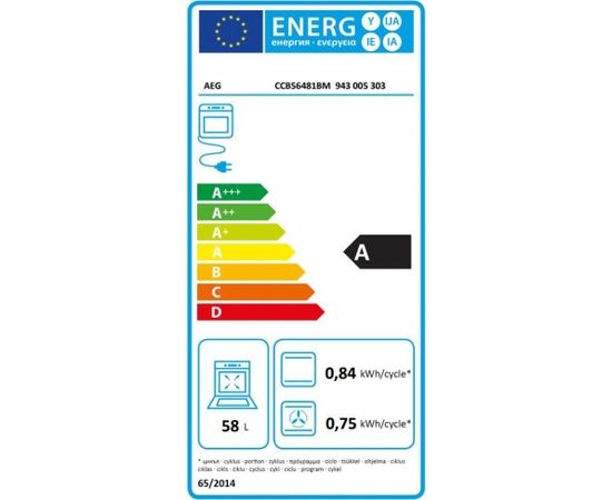 AEG CCB56481BM elektriskā plīts nerūs. tēr. 50cm