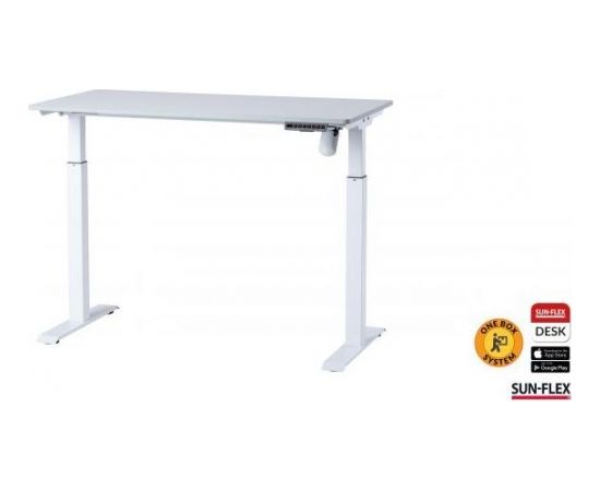Regulējama augstuma galds SUN-FLEX®EASYDESK ELITE, elektrisks, viens motors, balts, galda virsma 120x60cm, balta