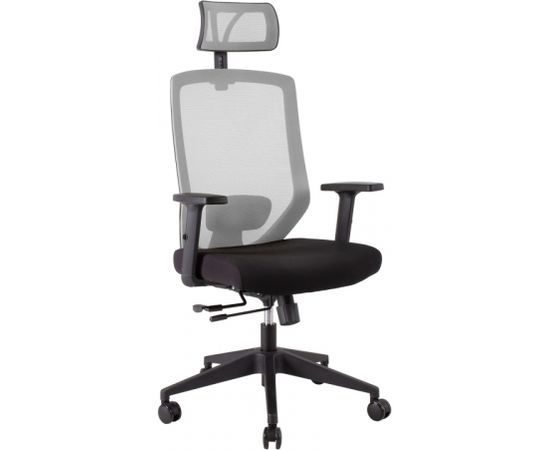 Рабочий стул JOY 64x64xH115-125см, сиденье: ткань, спинка: сетка-ткань, цвет: чёрный/ серый