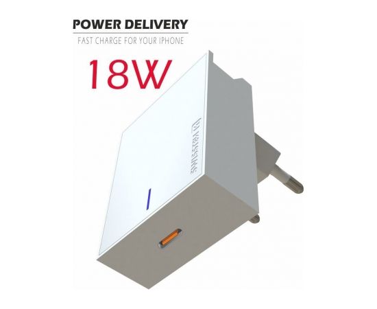 Swissten Premium 18W Сетевое зарядное устройство USB-C PD 3.0: 5V / 3A / 9V / 2A, 12V / 1.5A Белое
