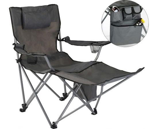 HIT HI Luksusa ceļojuma krēsls ar kāju balstu, antracīts Кемпинг стулья