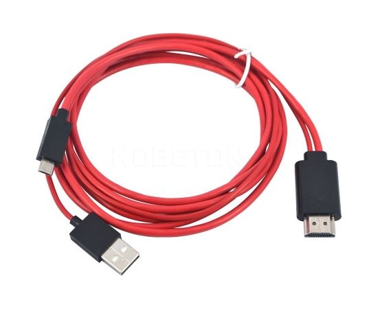 RoGer 4K 30Hz Ultra HD microUSB  uz HDMI 2m Vads Sarkans (EU Blister)