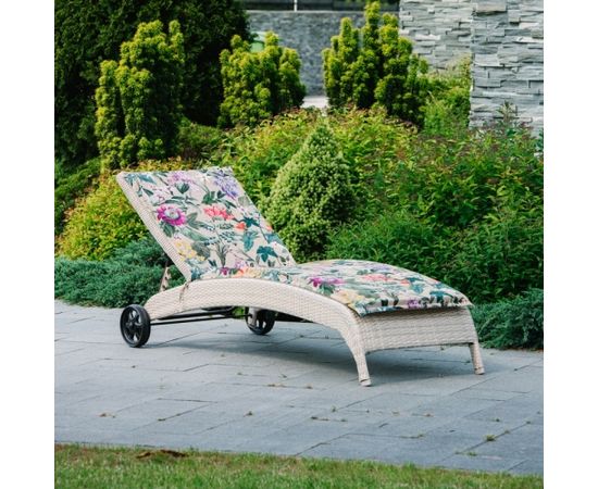 Guļamkrēslu pārsegs AMAZONIA 55x190x5cm, ziedi/ bēšs