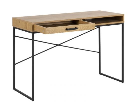 Desk SEAFORD 110x45xH75cm, with drawer, table top: paper wild oak, frame: black