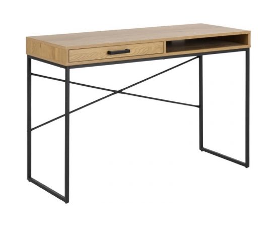 Desk SEAFORD 110x45xH75cm, with drawer, table top: paper wild oak, frame: black