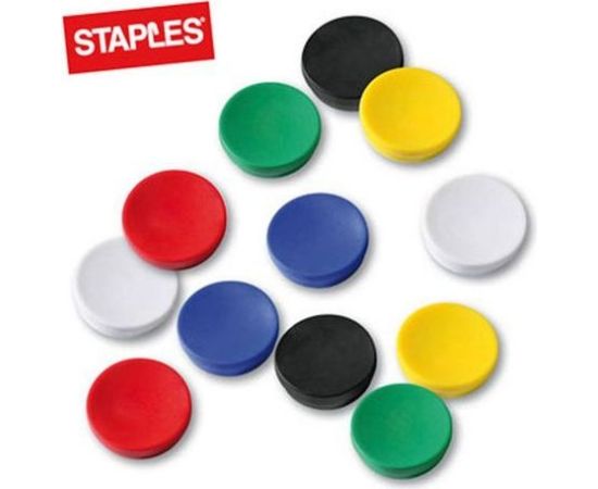 Staples Magnesy do tablic magnetycznych, 25mm, mix kolorów , opakowanie 10 sztuk (C61059)