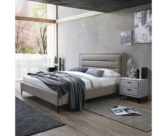 Кровать CELINE с матрасом HARMONY DUO (86744) 160x200см, обивка из мебельного текстиля, бежевый