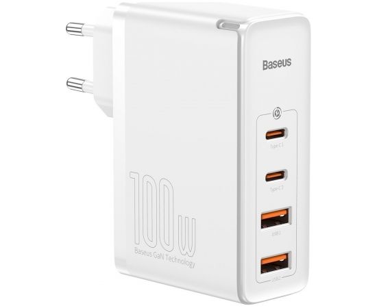 Baseus GaN CCGAN2P-L02 Tīkla Lādētājs 2 x USB / 2 x USB-C / 100W / 5A balts