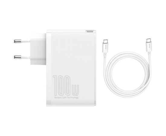 Baseus GaN CCGAN2P-L02 Tīkla Lādētājs 2 x USB / 2 x USB-C / 100W / 5A balts