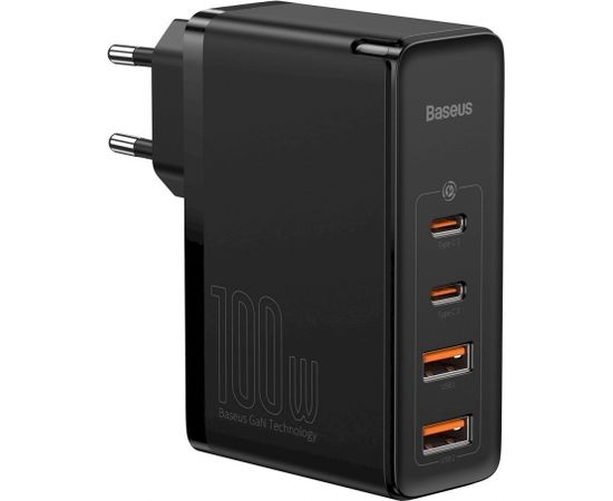 (Ir veikalā) Baseus GaN CCGAN2P-L01 Tīkla Lādētājs 2 x USB / 2 x USB-C / 100W / 5A Melns